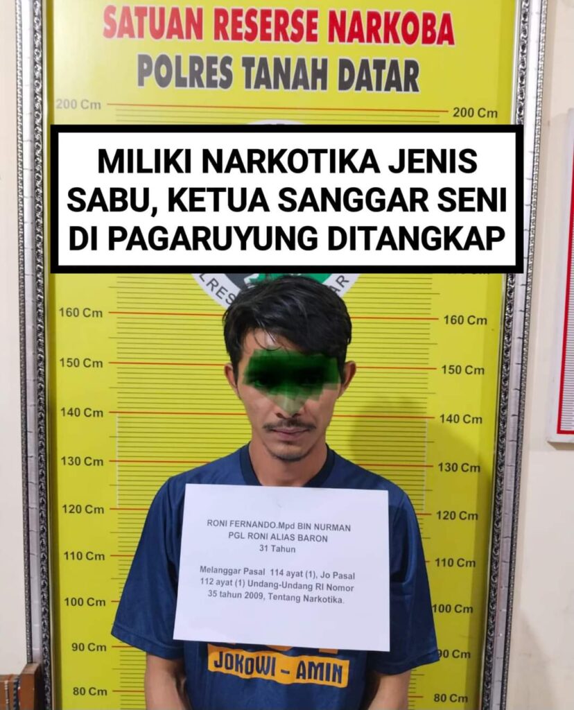 Ketua Sanggar Seni Di Pagaruyung Ditangkap memiliki sabu