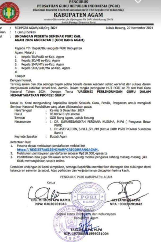 Seminar Guru HUT PGRI, Guru di Pungut Rp 150.000 Per Guru