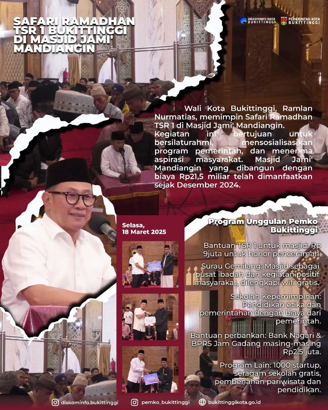 Wali Kota Pimpin TSR 1 Bukittinggi Kunjungi Masjid Jami’ Mandiangin