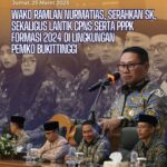 Wako Ramlan Nurmatias, Serahkan SK, Sekaligus Lantik CPNS Serta PPPK Formasi 2024 Di Lingkungan Pemerintah Kota Bukittinggi
