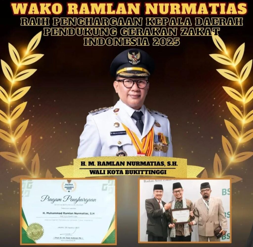 Wako Ramlan Nurmatias Raih Penghargaan Kepala Daerah Pendukung Gerakan Zakat Indonesia 2025