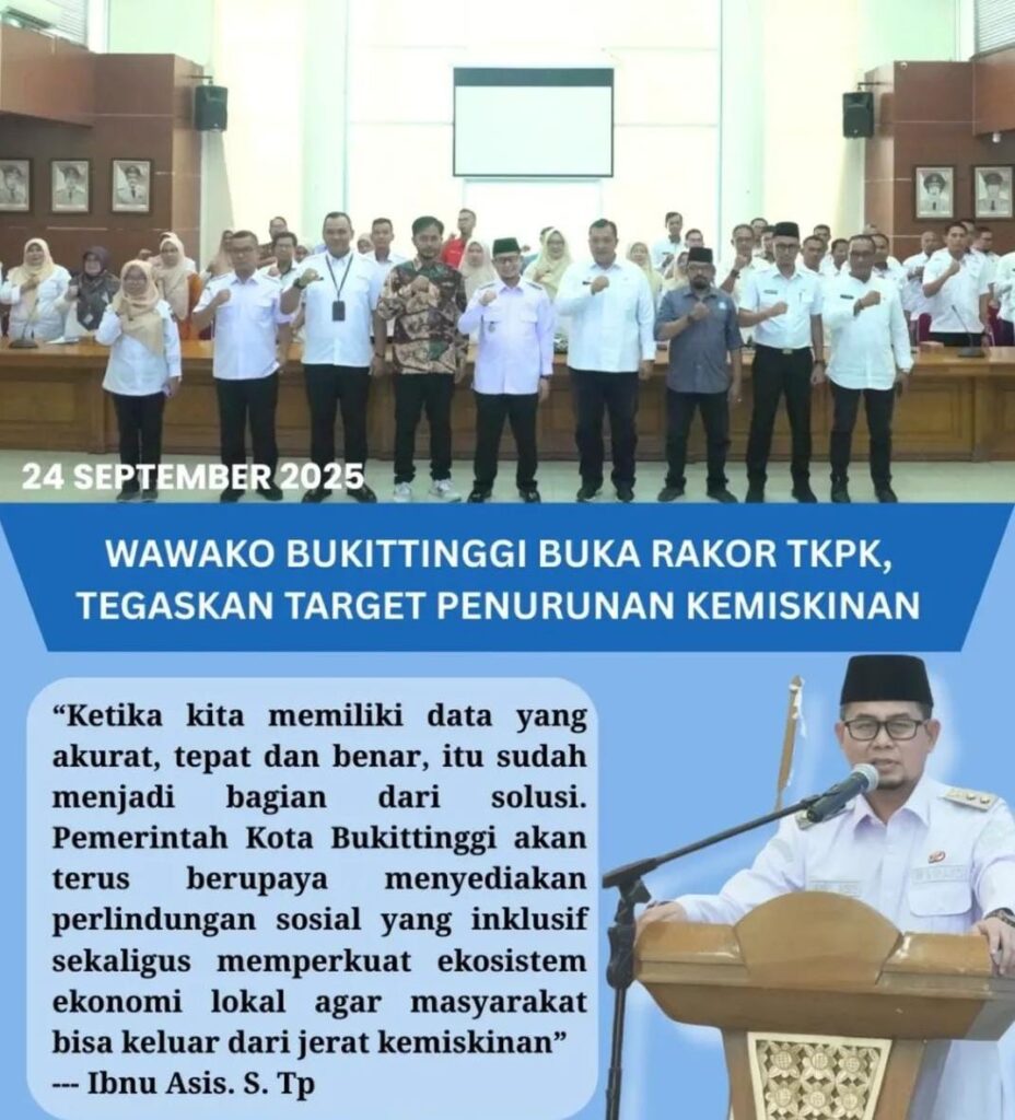 Komitmen Pemko Bukittinggi Melalui Strategi Terintegrasi Berbasis Data Kemiskinan : Wawako Bukittinggi Buka Rakor TKPK